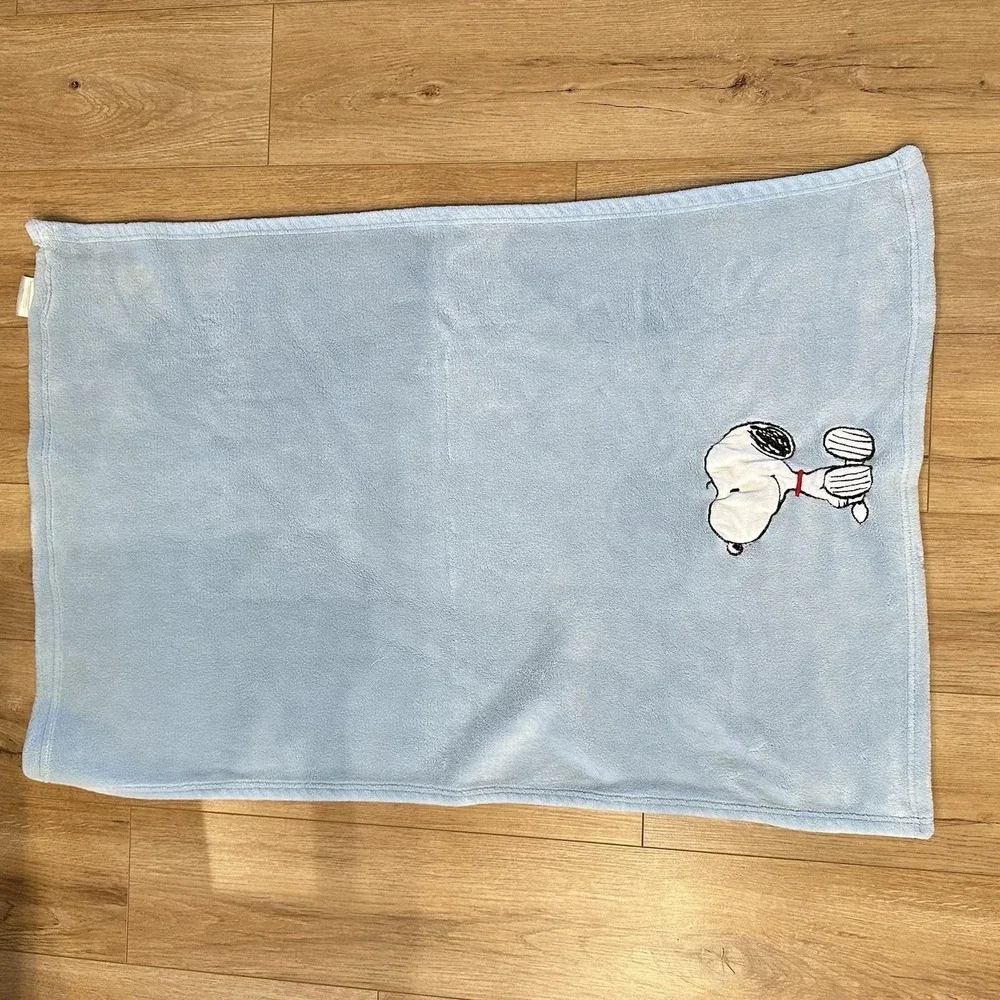 Blue Snoopy Baby Blanket Peanuts Plush Fleece‎ Dog Lambs & Ivy Bedtime Originals
